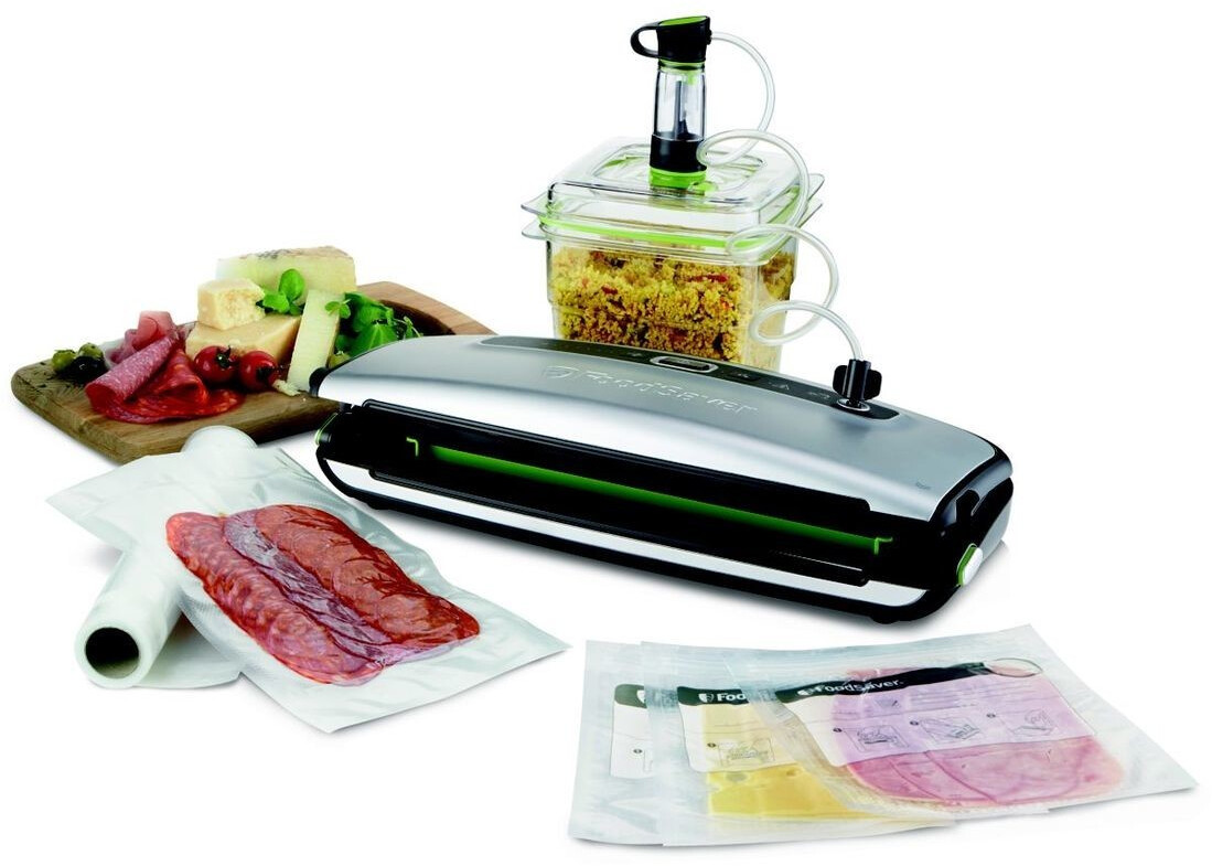 FoodSaver Machine Sous Vide avec compartiment de rangement pour rouleau et  cutter, fonction marinade, inclus sacs de mise sous vide assortis et
