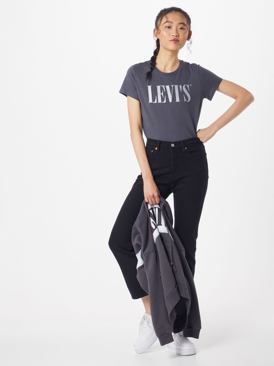 Levis 501 crop black heart top