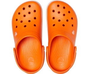 orange and white crocs