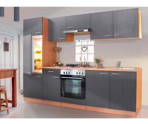 Küche Küchenzeile Küchenblock Einbauküche Komplett 270 cm Buche grau respekta 