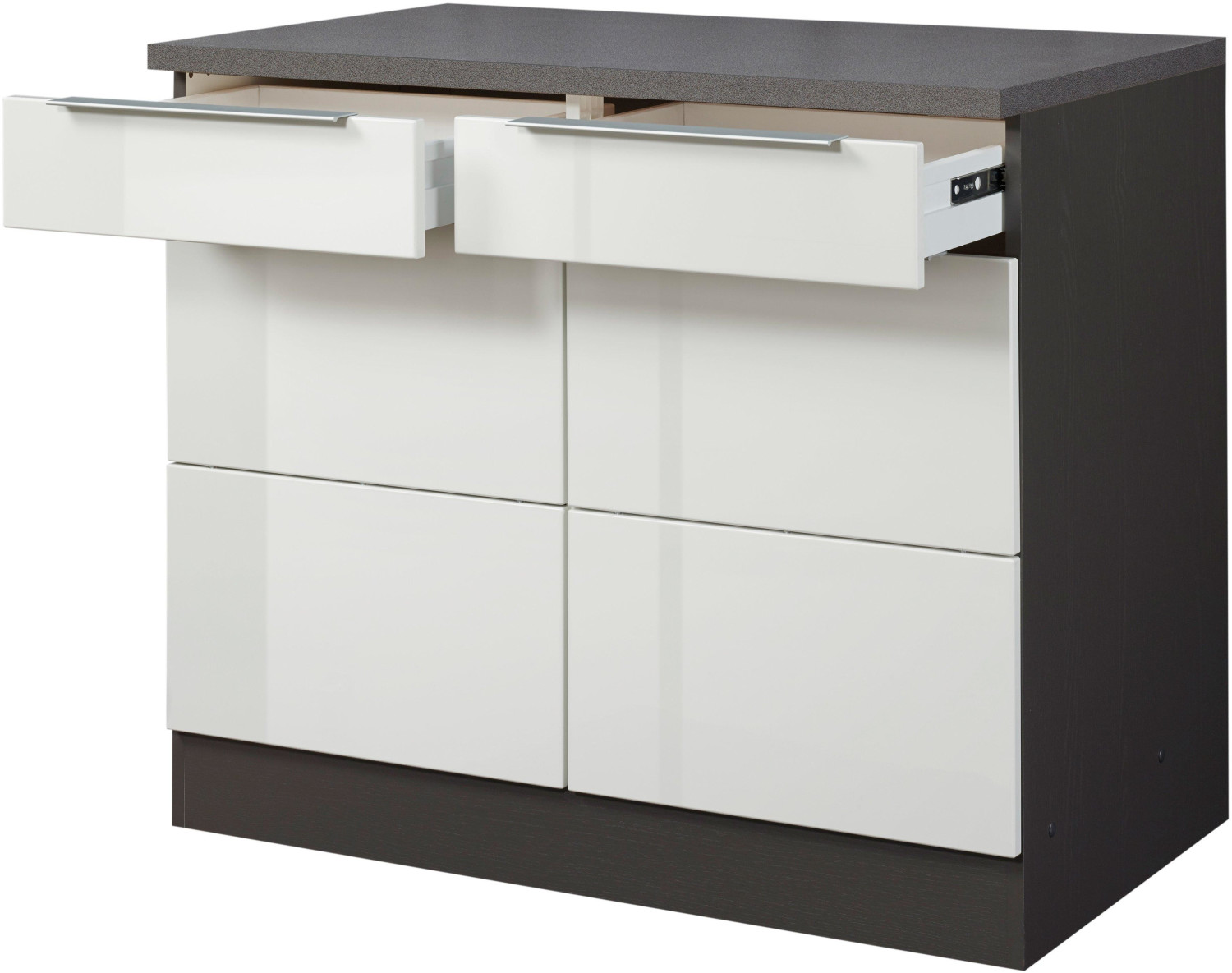 Held Möbel Küchenunterschrank Brindisi 100cm weiß/graphit ab 301,74 € |  Preisvergleich bei