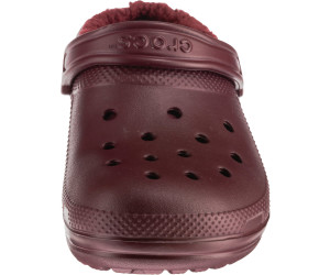 maroon fuzzy crocs