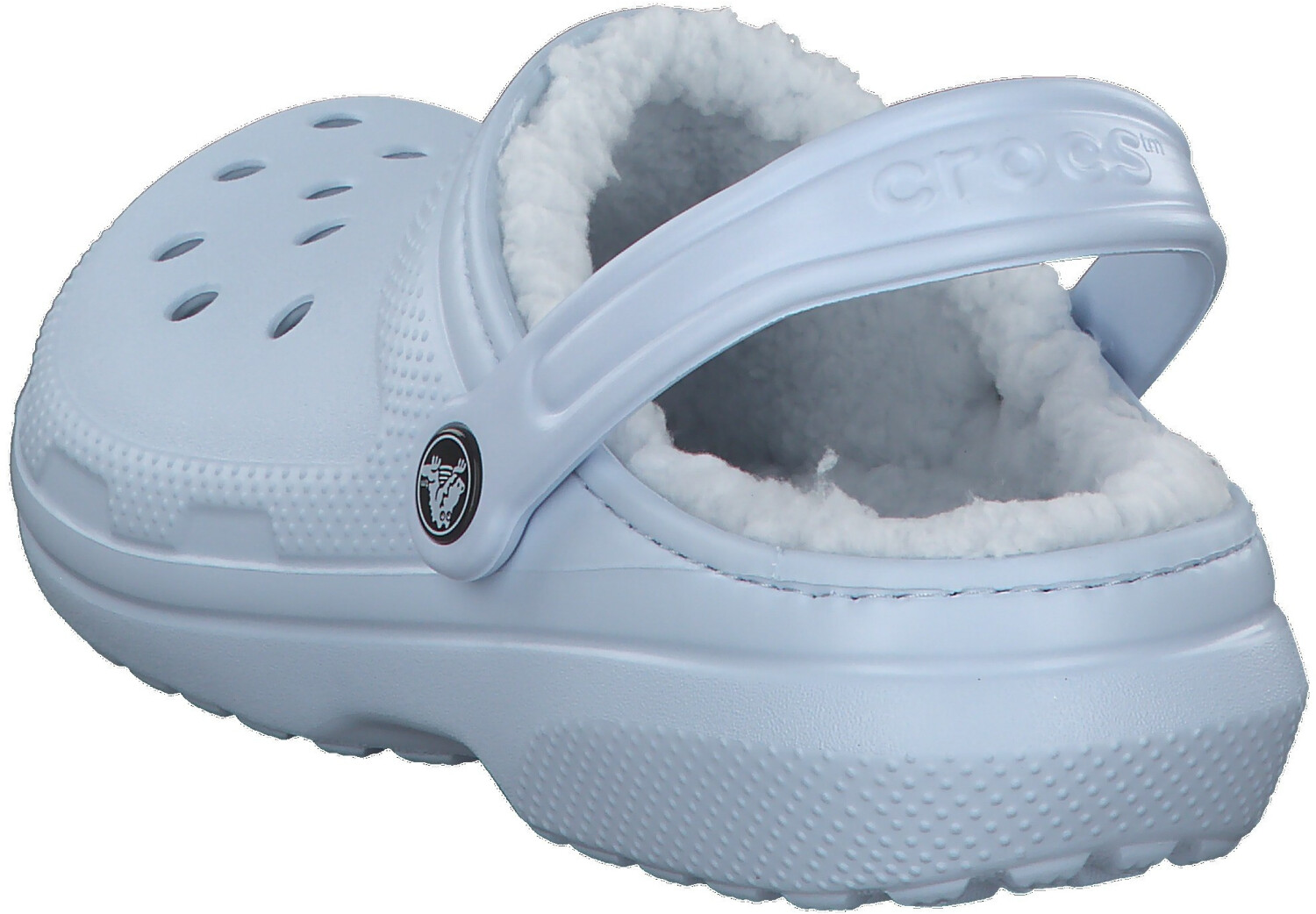 blue crocs with fur