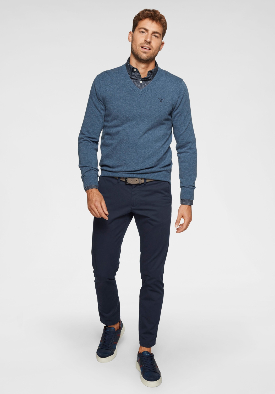 GANT Extra € Preisvergleich Sweater | stone ab melange blue bei 80,99 Lambswool Fine (8010520-489) V-Neck