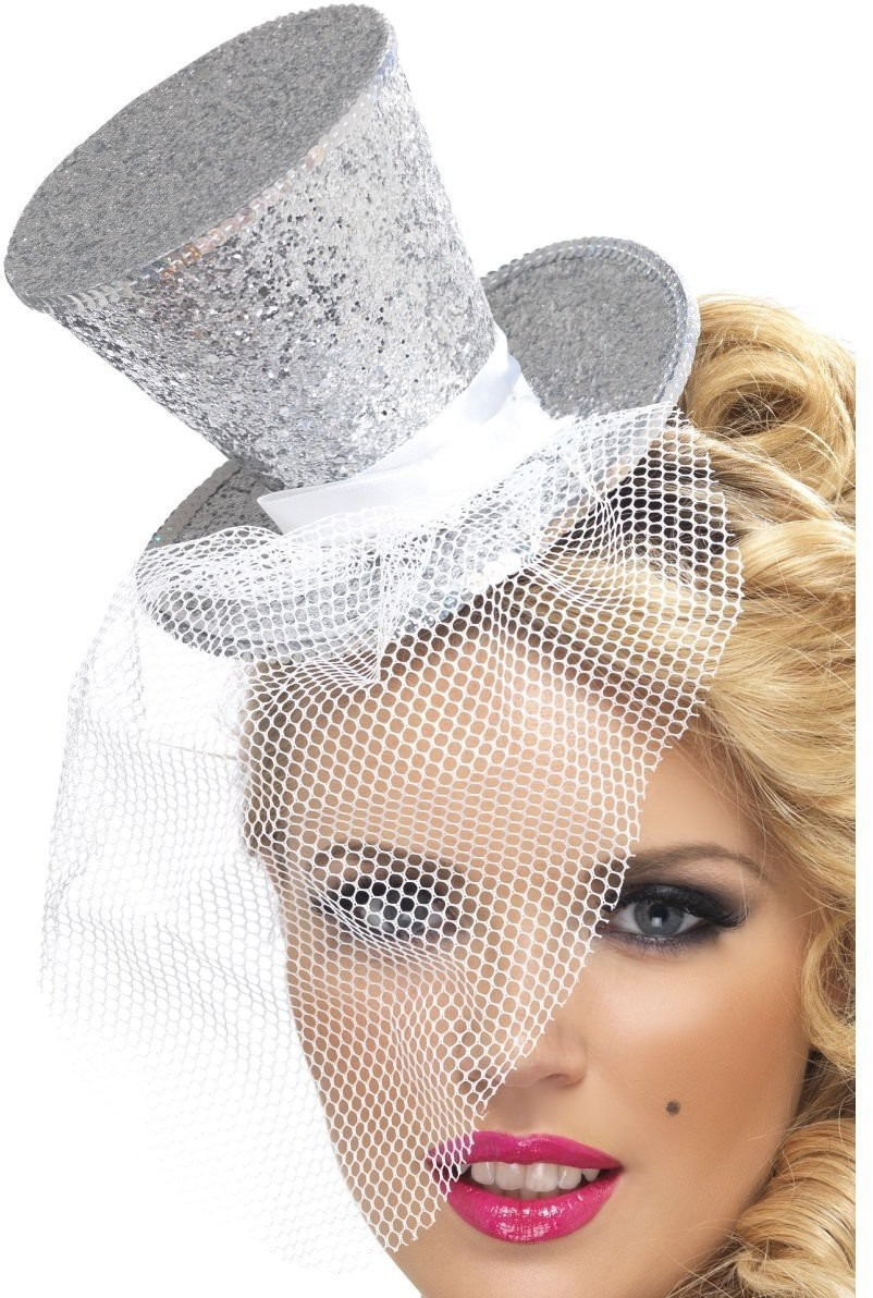 Smiffy's Fever Mini Top Hat on Headband (21192) silver