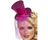 Smiffy's Fever Mini Top Hat on Headband (21194) hot pink