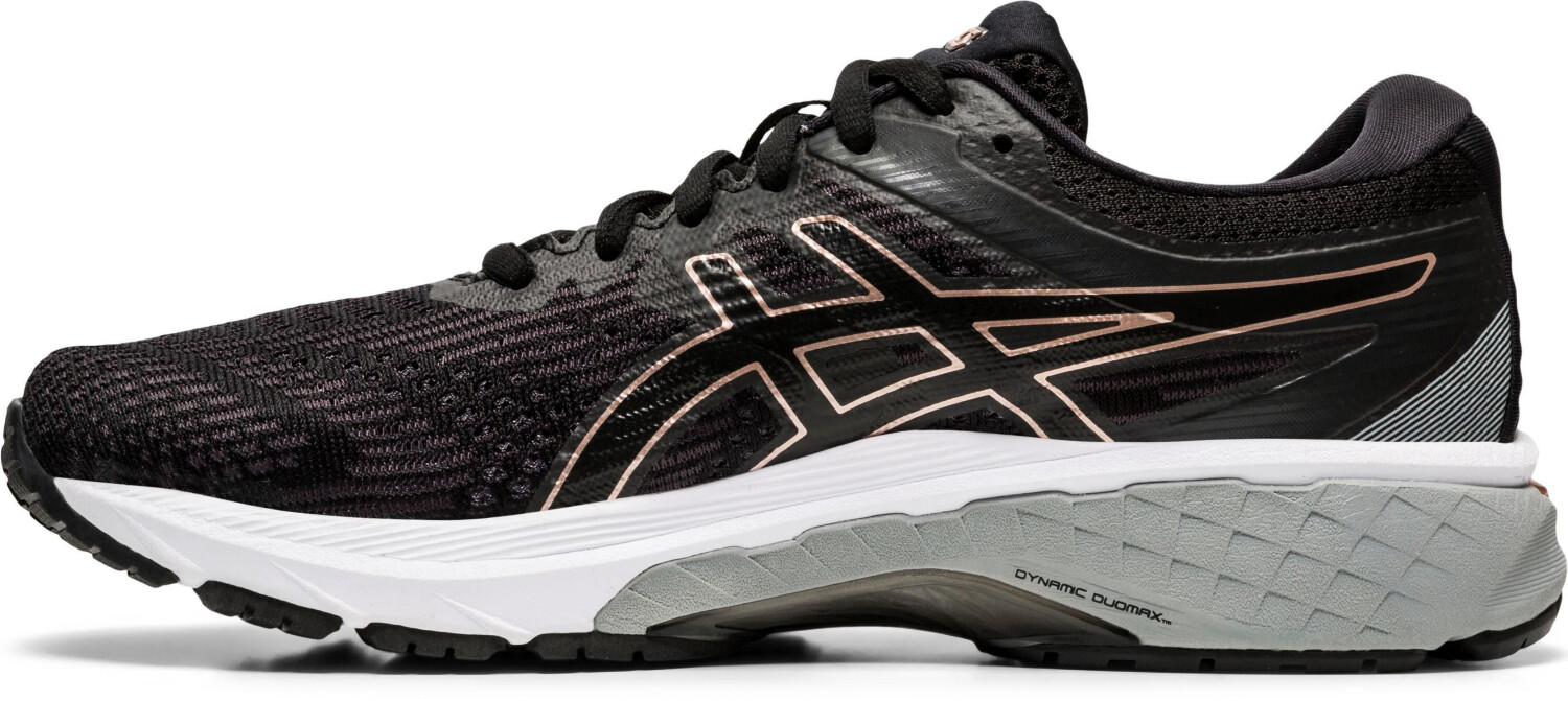 black and rose gold asics womens
