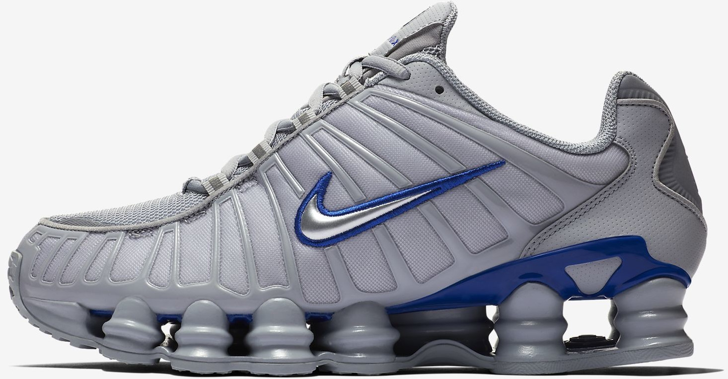 Nike shox grey and blue hot sale
