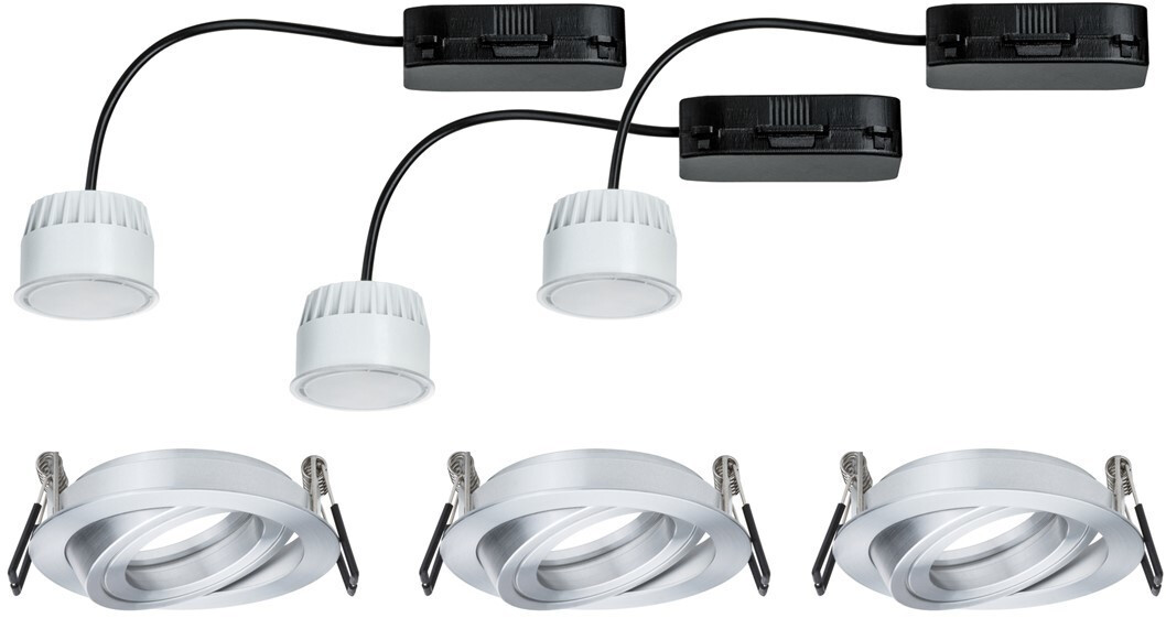 Paulmann 938.89 Premium EBL Set Coin Slim - 3x Dimmbare LED Einbaustrahler, 6,8W, 2700K Warmweiß, Für 230V