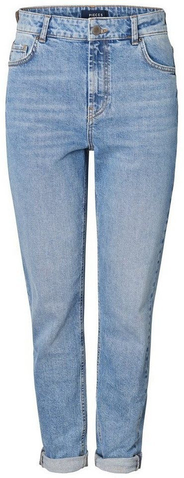 Pieces Leah High Waist Mom Jeans light blue denim