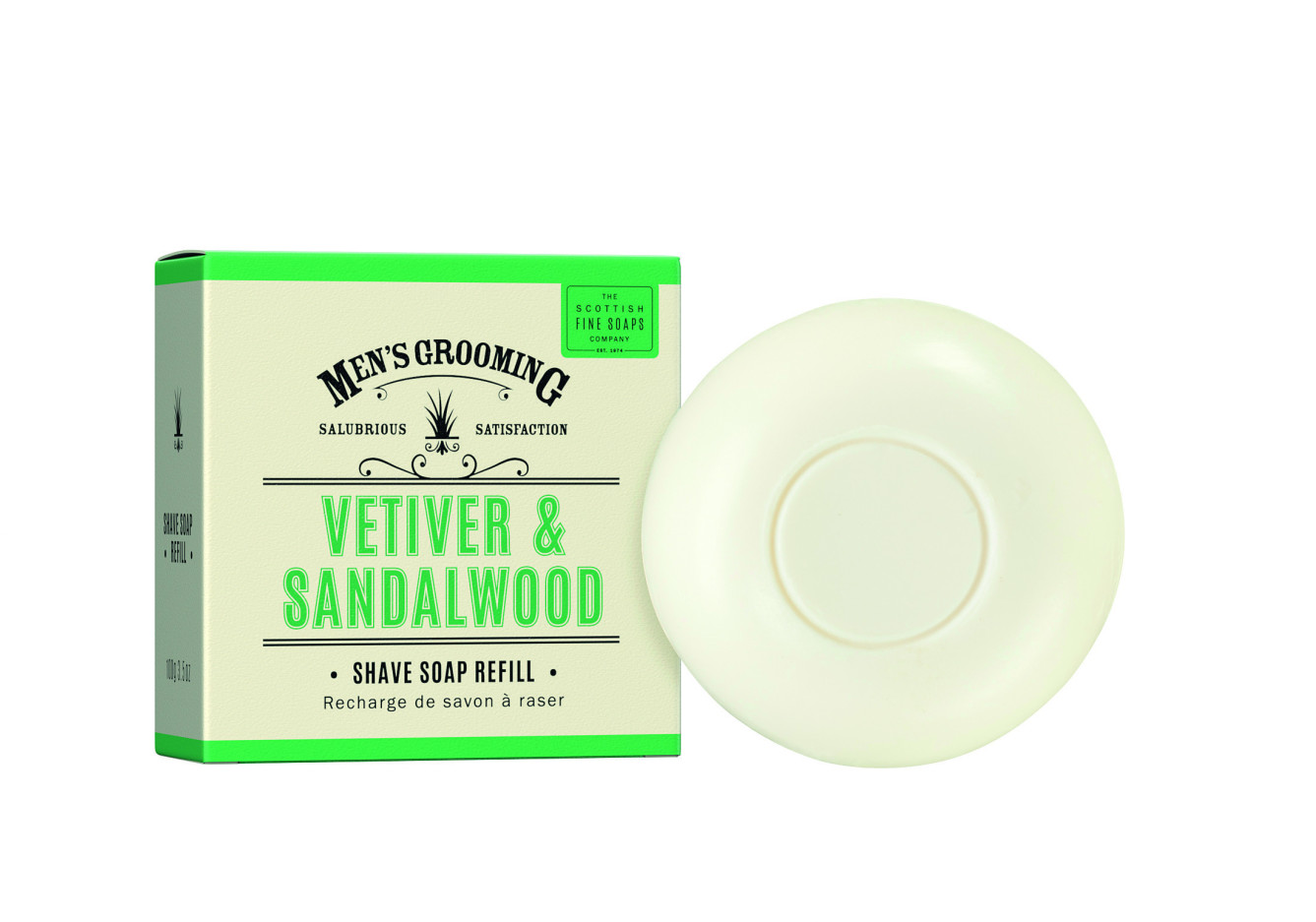 Scottish Fine Soaps Men's Grooming Vetiver & Sandalwood Shave Soap Refill Soap (100g)