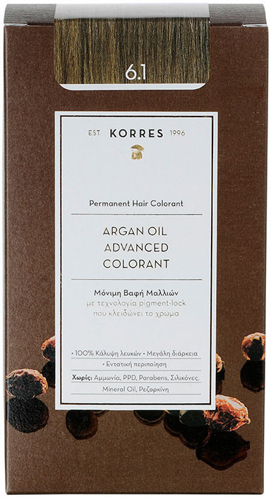 Korres Argan Oil Advanced Permanent Coloration (145 ml) 6.1 black dark blonde ash