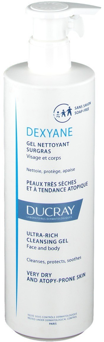 Ducray Dexyane face and body wash gel for dry to atopic skin (400ml)