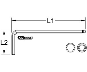 KS Tools Kugelkopf-Innensechskant-Winkelstiftschlüssel 3mm lang
