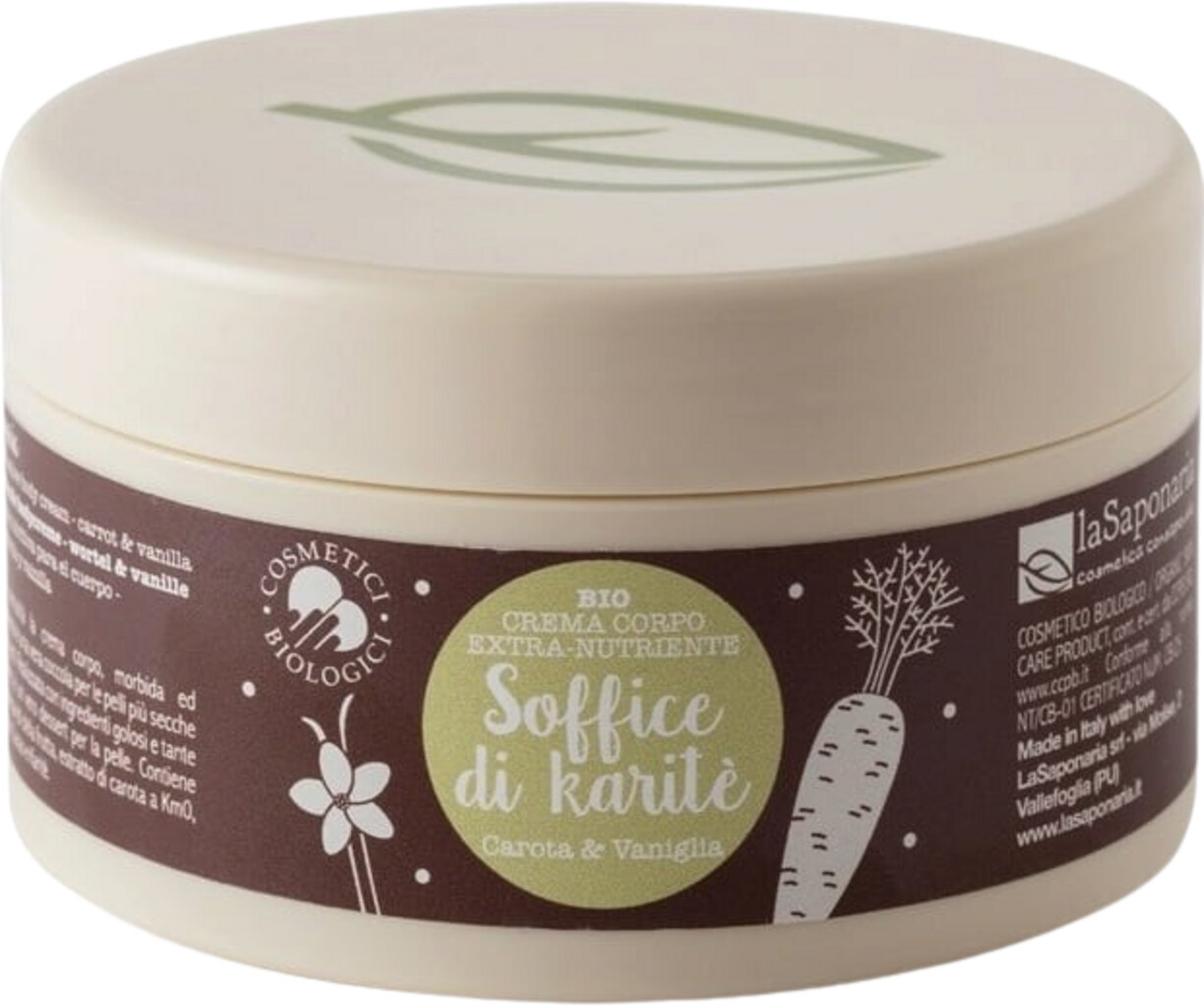 LaSaponaria Soffice di Karité - Carrot & Vanilla Nourishing Body Cream - 180 ml