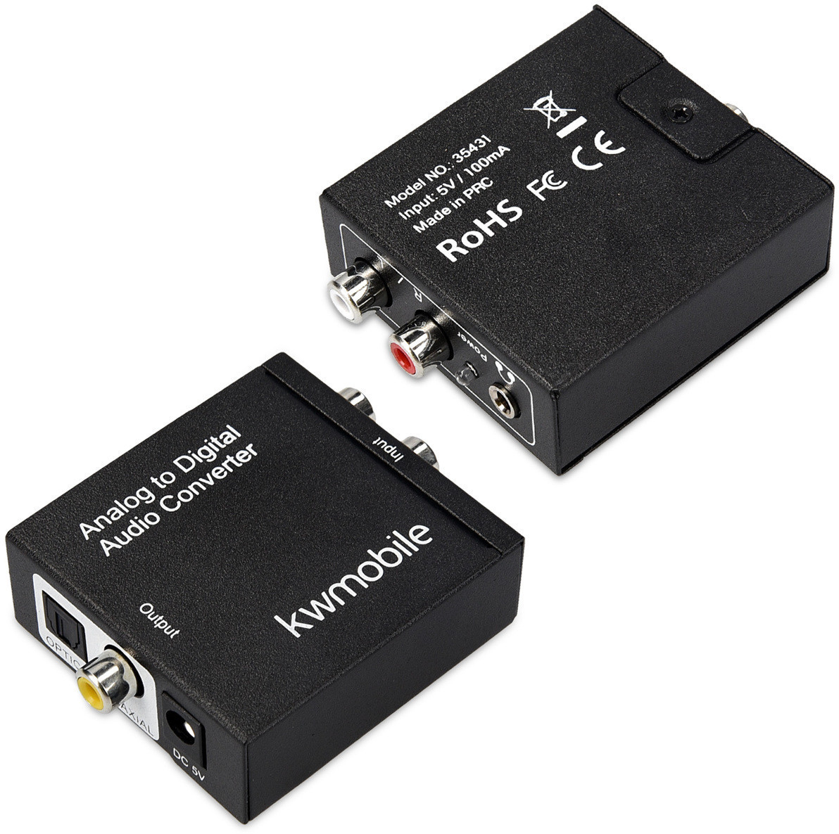 kwmobile Analog zu Digital Audio Konverter Analog auf Digital Wandler Klinke RCA Stecker zu