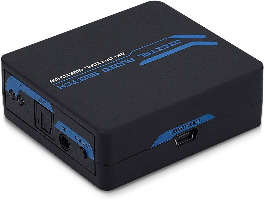 kwmobile Digital Audio Verteiler Switch 2 facher Umschalter Adapter