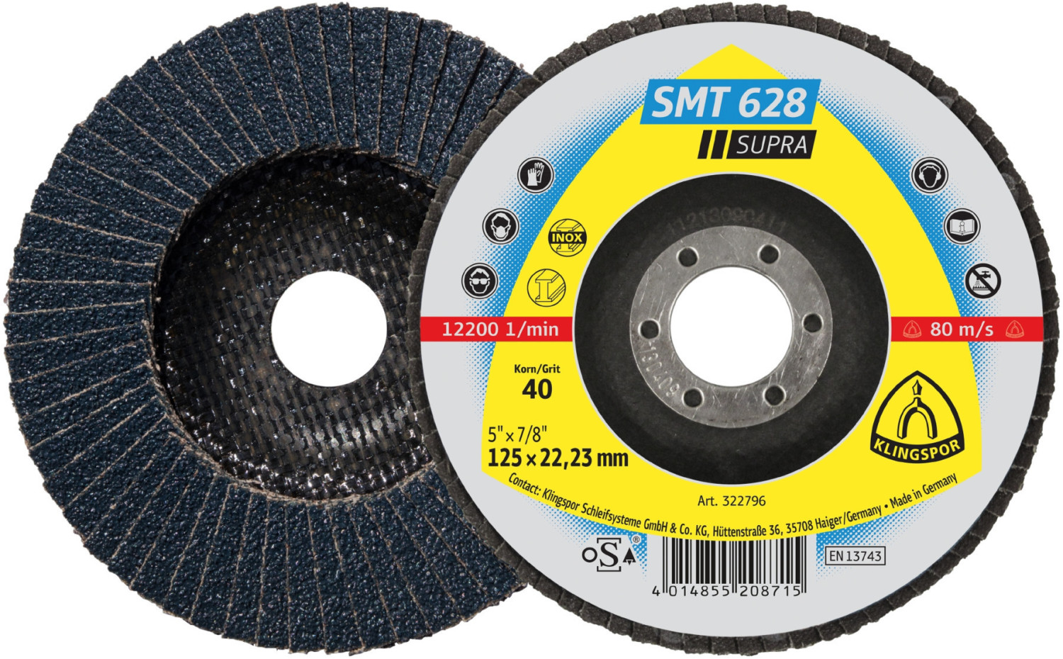 Klingspor SMT 628 180 x 22,23 mm, K 40 (322803)