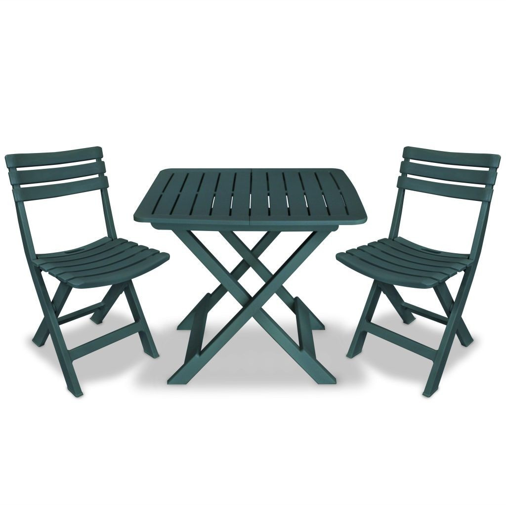 VidaXL Ensemble de bistro pliable plastique 3 pièces vert (43582)