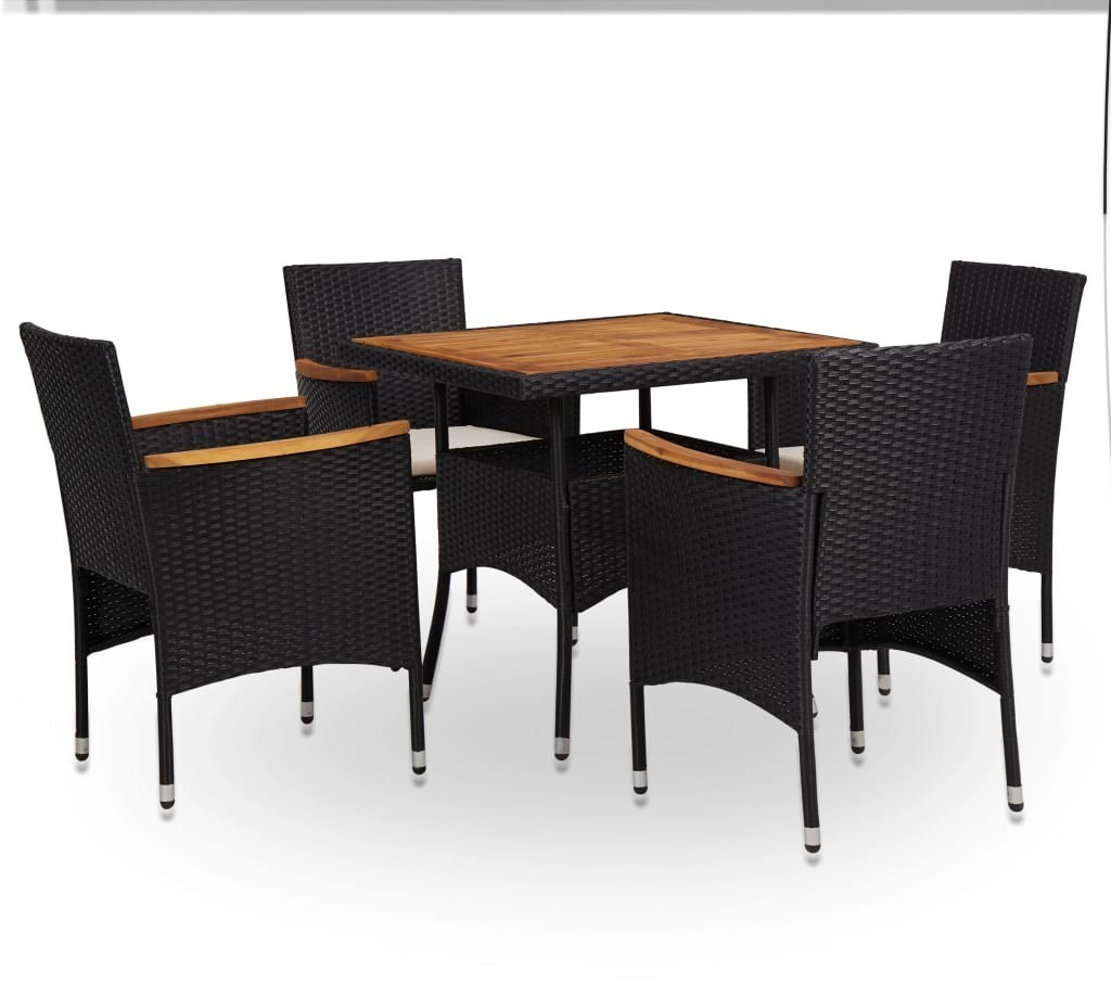 VidaXL Mobilier d'extérieur 5 pièces résine tressée et bois d'acacia