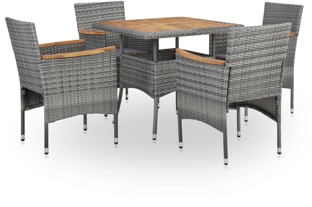 VidaXL Mobilier d'extérieur 5 pièces résine tressée et bois d'acacia gris (46168)