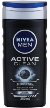 Nivea Men Active Clean Duschgel für Gesicht, Körper und Haare für Herren (250ml)