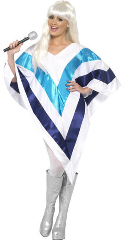 Smiffy's Disco poncho super trouper white and blue