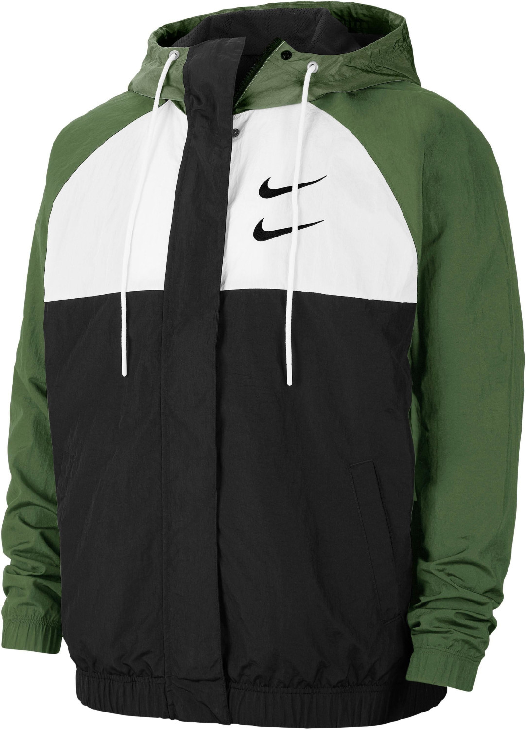 Nike Men's Woven Hooded Jacket Sportswear Swoosh (CJ4888-010) black/white/treeline/black
