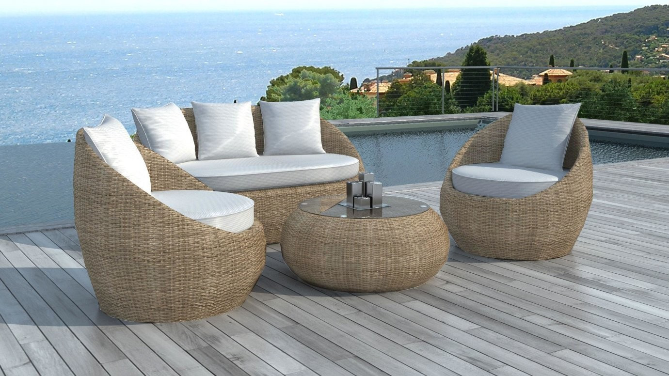 Delorm Design Salon de jardin en résine tressée ronde Malaga