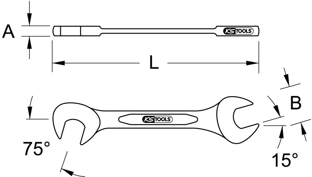 KS Tools KS Tools Doppelmaulschlüssel,15°+75° 14mm - Schraubenschlüssel