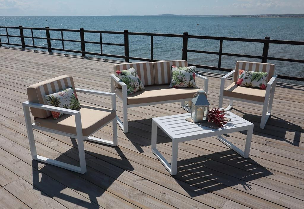 Hevea Salon de jardin en aluminium Parma blanc