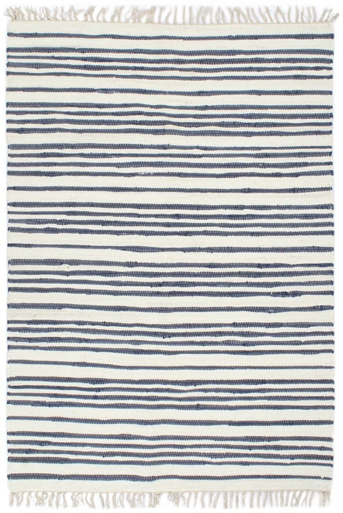 VidaXL Chindi Cotton Blue and White Transverse Stripes