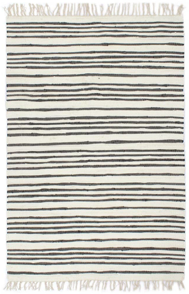 VidaXL Chindi Cotton Dark Grey and White Transverse Stripes