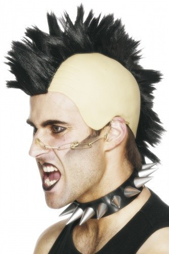 Smiffy's Black mohawk punk wig