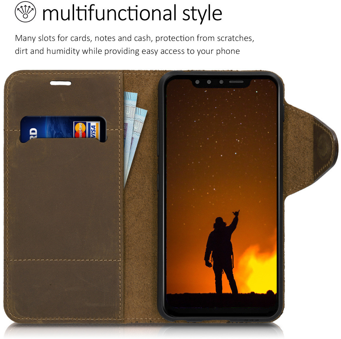kalibri LG G8s ThinQ Hülle - Leder Handyhülle für LG G8s ThinQ - Handy Wallet Case Cover ...