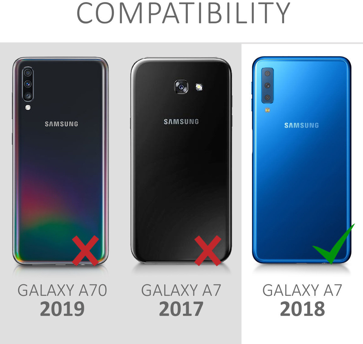 kalibri Samsung Galaxy A7 (2018) Hülle Glas Handy Case