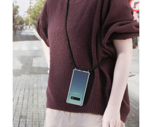 Genrics Handykette Hülle für Samsung Galaxy S10 Plus Marmor Glitzer Necklace Hülle mit Kordel Transparent Silikon Handyhülle mit Kordel zum Umhängen Schutzhülle mit Band in Roségold
