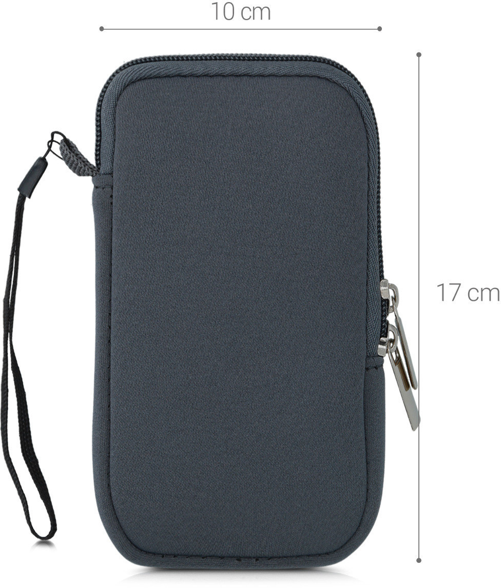 kwmobile Handytasche für Smartphones L - 6,5 - Neopren Handy Tasche Hülle  Cover Case Schutzhülle Grau - 16,2 x 8,3 cm Innenmaße ab 9,99 €