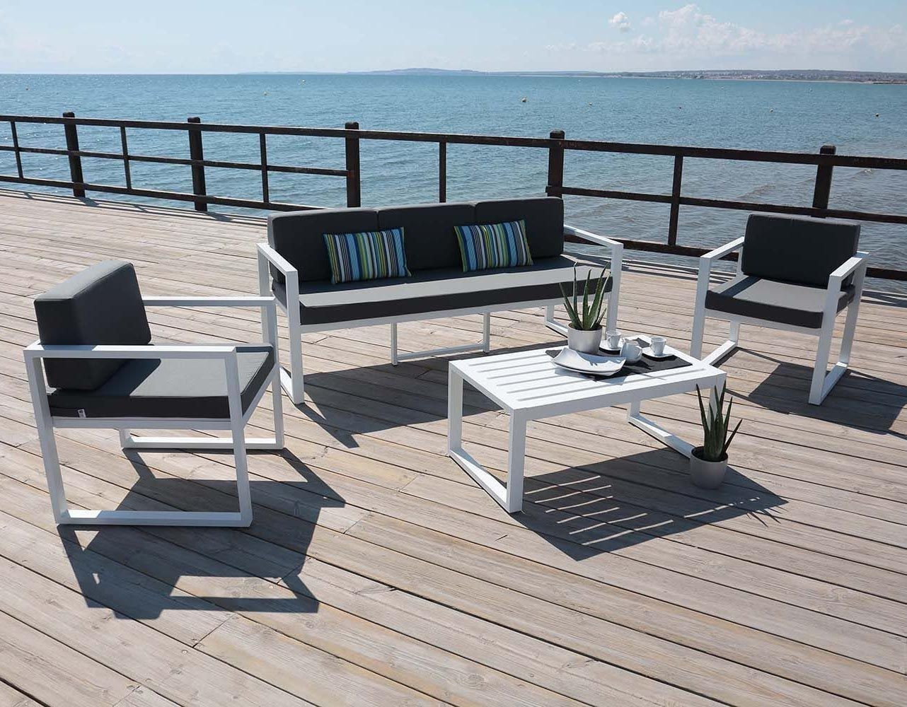 Hevea Muna Salon de jardin aluminium 5 places blanc