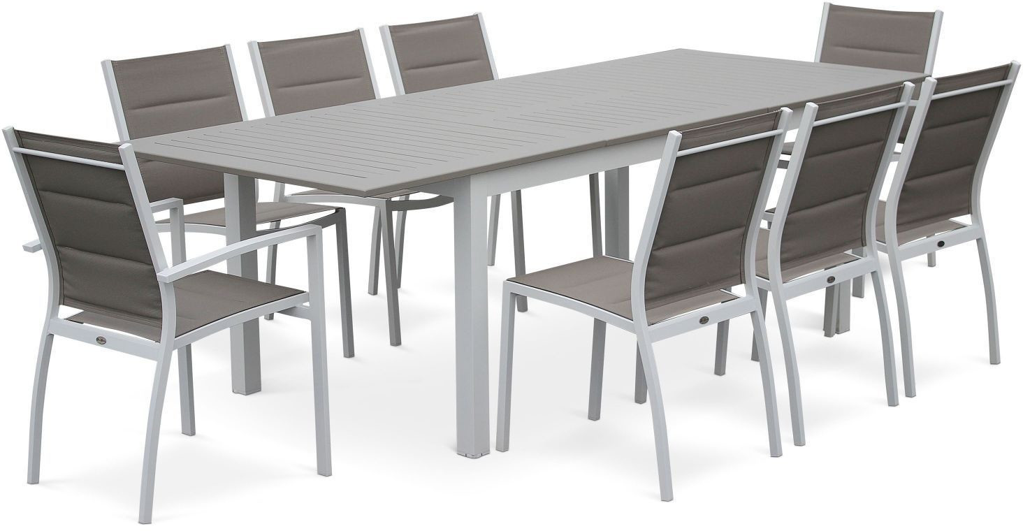 Alice's Garden Chicago Salon de jardin table extensible 175/245 cm blanc/taupe