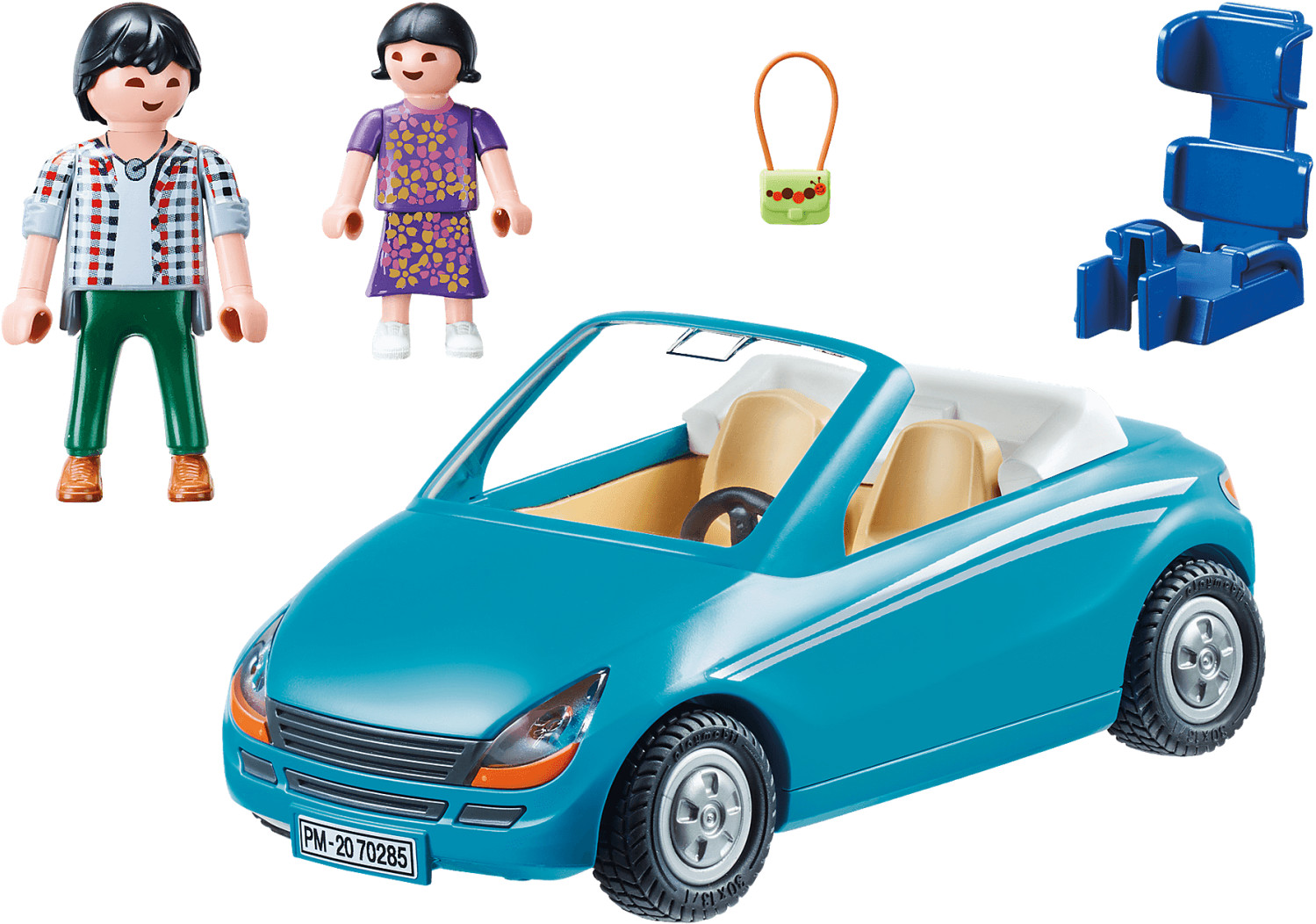 Playmobil Papa avec enfant et voiture cabriolet (70285) au