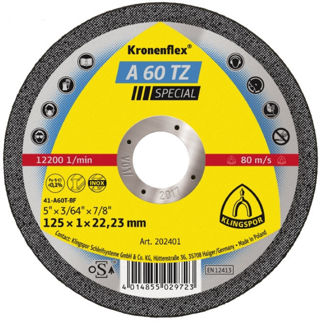 Klingspor A 60 TZ 125 x 1 x 22,23 mm (233742)