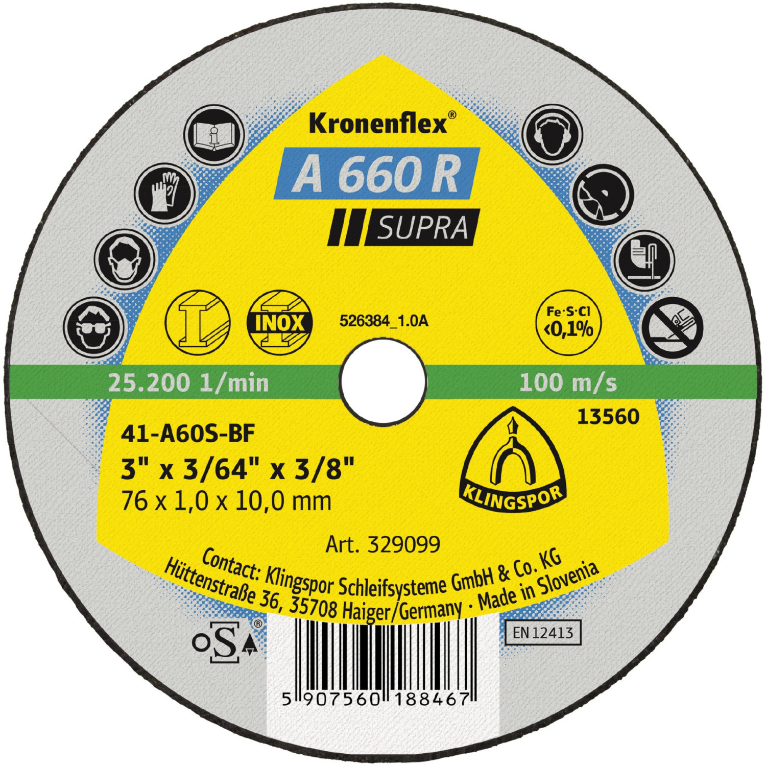 Klingspor A 660 R 76 x 1,6 x 10 mm (329101)