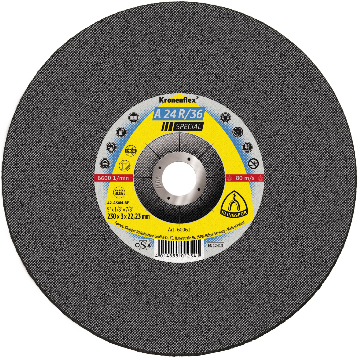 Klingspor A 24 R 36 180 x 3 x 22,23 mm (60537)