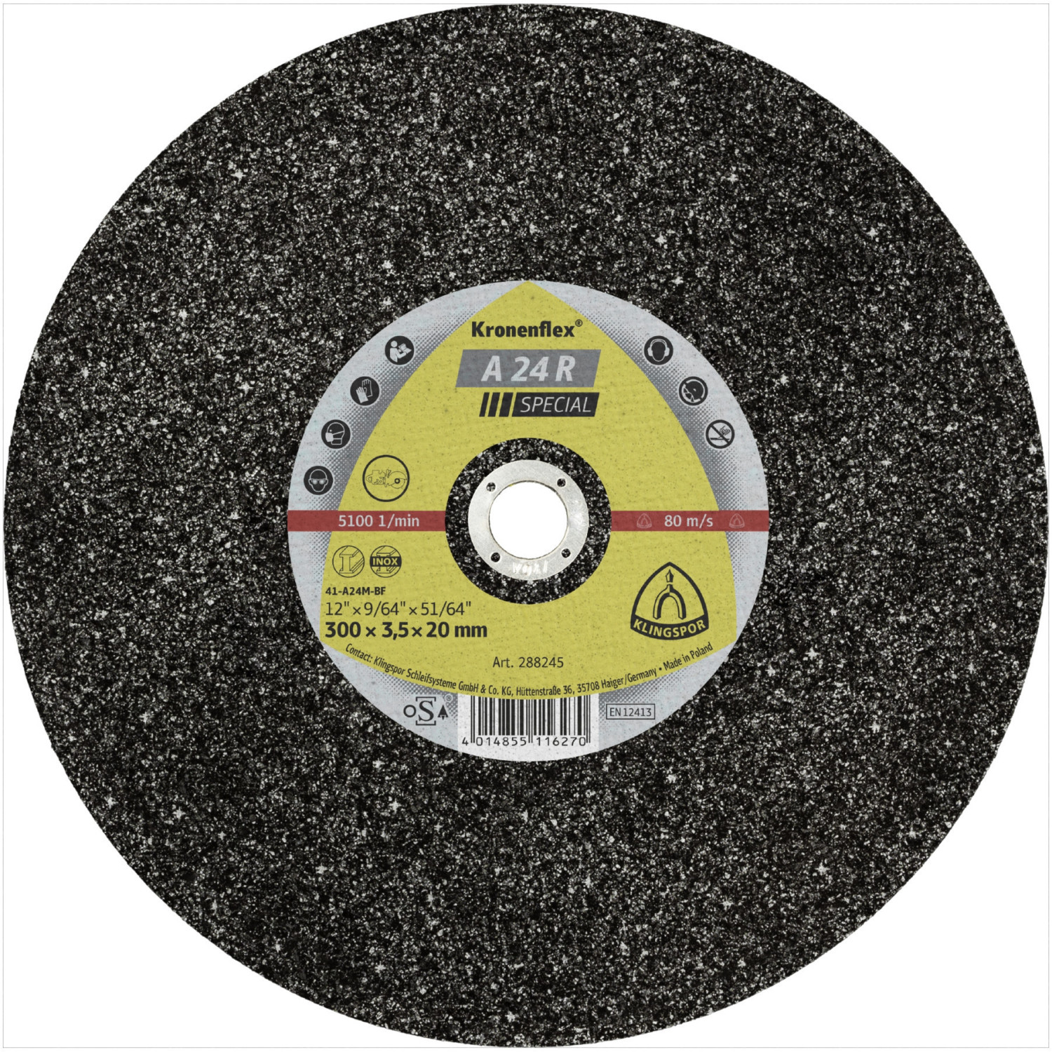 Klingspor A 24 R 300 x 3,5 x 25,4 mm (288247)