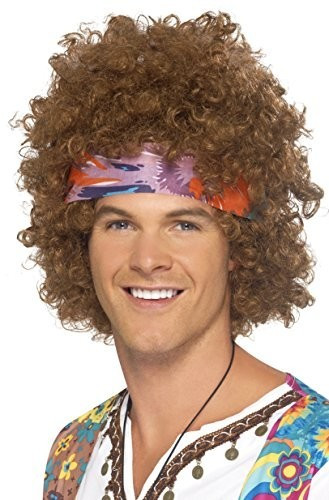 Smiffy's Brown hippie afro adult wig