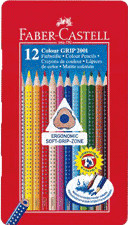Faber-Castell Colour Grip 2001 Coloured Pencils - Tin of 12