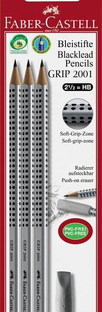 Faber-Castell GRIP 2001 Bleistifte B, Ergonomisches Schreibgerät mit Faber-Castell GRIP 2001 Bleistifte B, Ergonomisches Schreibgerät mit