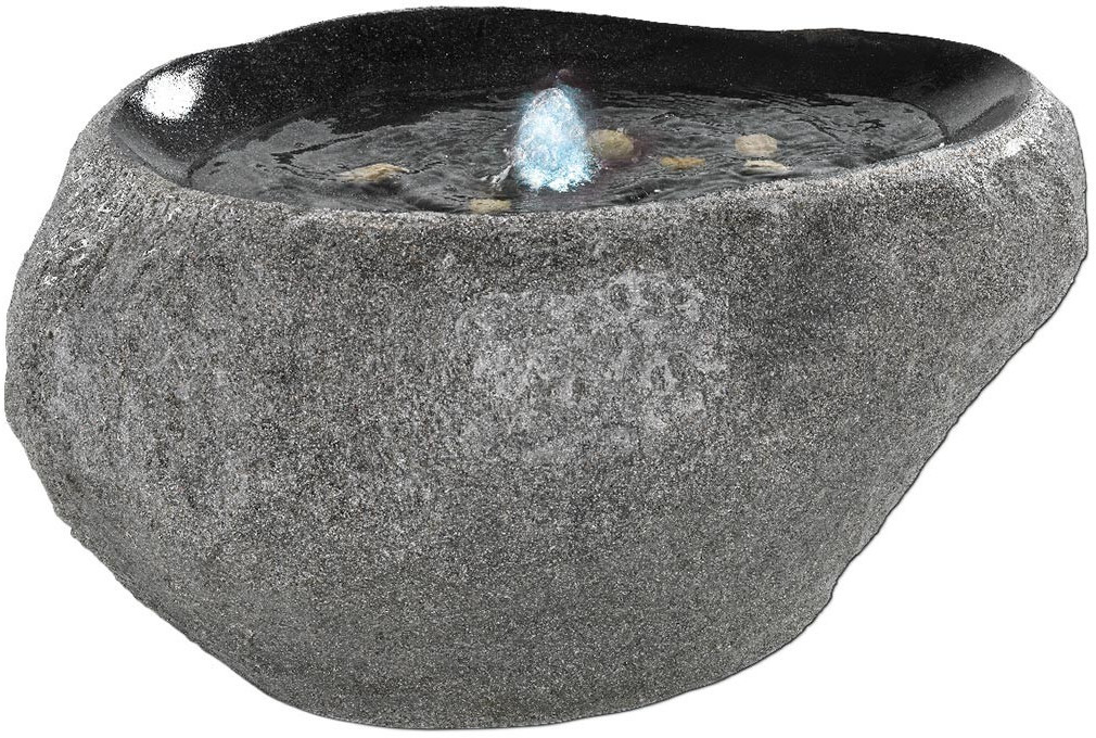 JardiDéco Fontaine extérieure ovale forme pierre avec LED