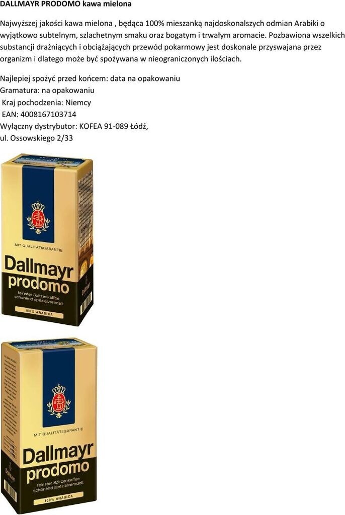 Dallmayr Dallmayr Prodomo Ground Coffee 500 g - view 8